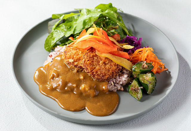 フィッシュカツカレー パプリカサラダ